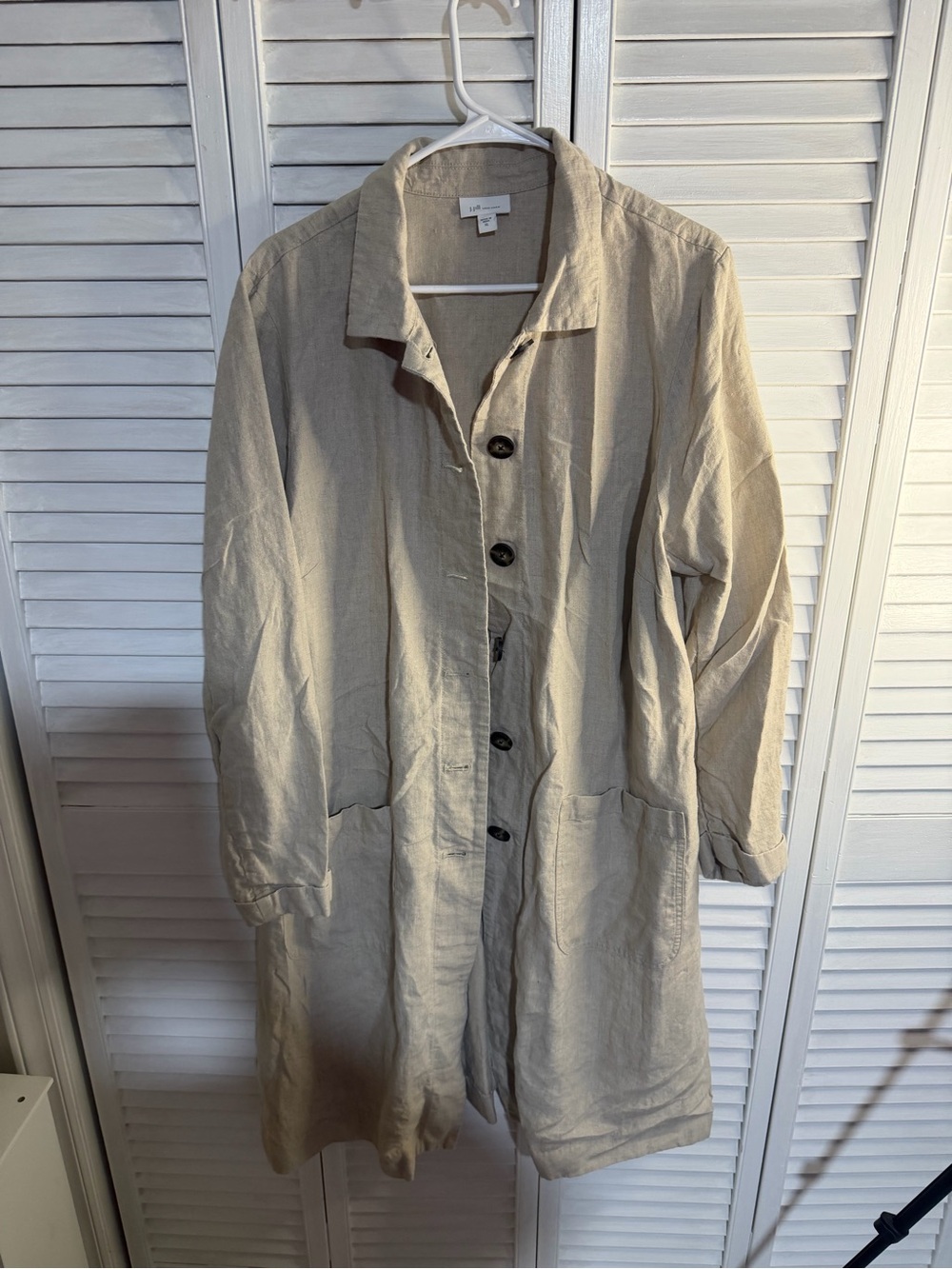 J. Jill Neutral Beige Linen Trench Coat